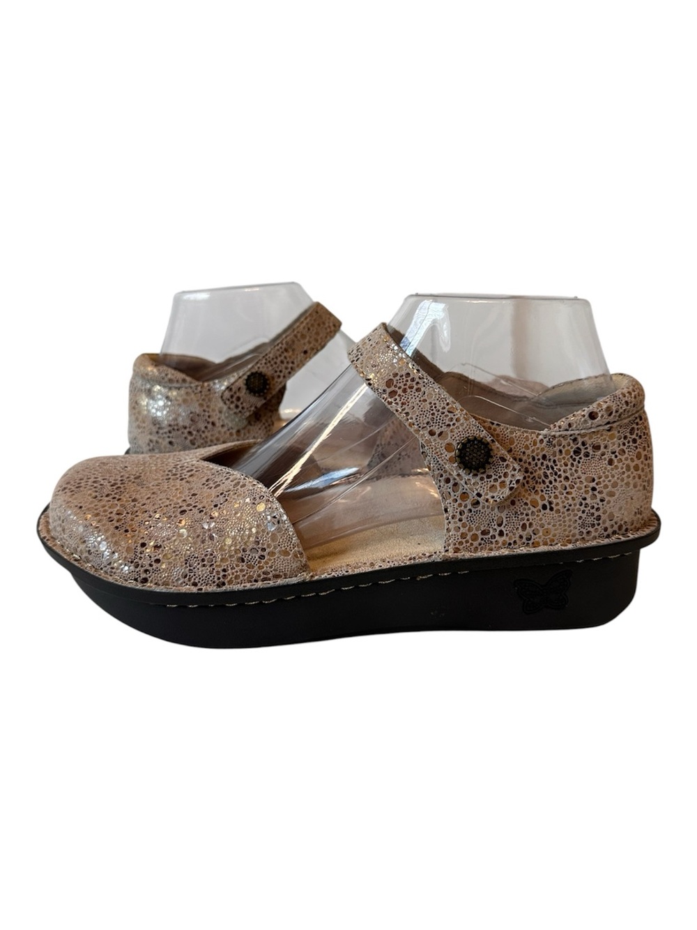 Alegria Paloma Walkaway Mary Jane Gold Metallic Textured Leather Women's EU 38